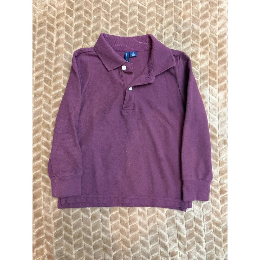 Janie and Jack Long Sleeve Polo 2T Plum Purple Pique Cotton Classic Preppy